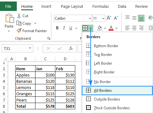 highlight borders for excel on mac